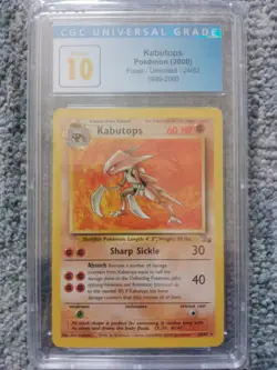 Pokemon GRAIL POP 1 Fossil Red Logo 3rd Print Kabutops 24/62 CGC Pristine 10 - Image 3