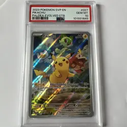 2023 Pokemon SVP EN-SV Black Star Promo #027 Pikachu Paldea Evolved ETB, PSA 10 - Image 1