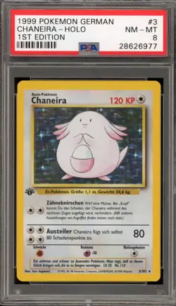 Pokemon Chansey Base Set 1st Edition GERMAN Holo Rare #3 PSA 8 - Image 1