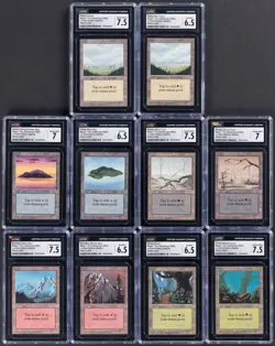 Complete Set of (10) 1993 Magic the Gathering Alpha Edition Lands CGC 6.5 - 7.5 - Image 1