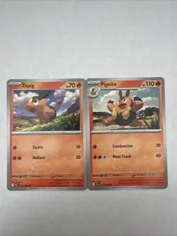Tepig & Pignite 011/086 & 012/086 Evolution Set Regular White Flare Pokemon TCG - Image 1