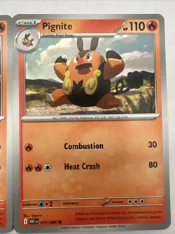 Tepig & Pignite 011/086 & 012/086 Evolution Set Regular White Flare Pokemon TCG - Image 4