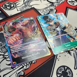 One Piece TCG - Monkey D. Luffy Leader Sabo- P - 3rd Anniversary Stamped Promo - Image 3