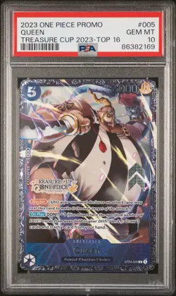2023 ONE PIECE PROMOS TREASURE CUP 2023-TOP 16 #005 QUEEN PSA 10 - Image 1