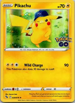 Pikachu (28) Holo Rare Pokemon GO 028/078 NM Holo - Image 1