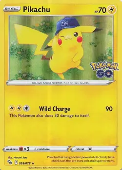 Pikachu (28) Holo Rare Pokemon GO 028/078 NM Holo - Image 1