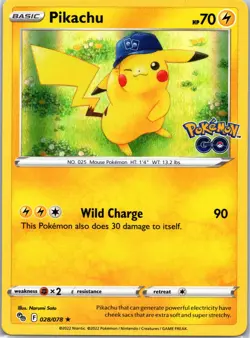 Pikachu (28) Holo Rare Pokemon GO 028/078 NM - Image 1