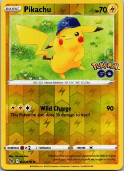 Pikachu (28) Holo Rare Pokemon GO 028/078 NM - Image 1