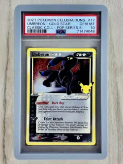 2021 Umbreon Gold Star Holo 17/17 Celebrations Classic Collection Pokemon PSA 10 - Image 1