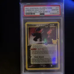 2021 Umbreon Gold Star Holo 17/17 Celebrations Classic Collection Pokemon PSA 10 - Image 1