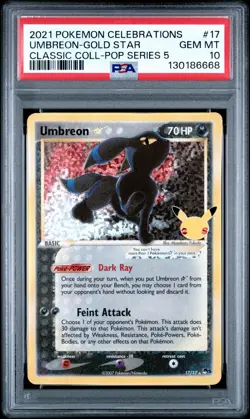 2021 Umbreon Gold Star Holo 17/17 Celebrations Classic Collection Pokemon PSA 10 - Image 1