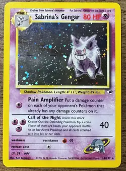 Pokemon Sabrina's Gengar 14/132- Holo Rare- Gym Challenge Unlimited- LP - Image 1