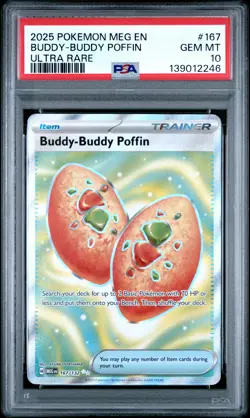 2025 POKEMON MEG EN-MEGA EVOLUTION ULTRA RARE #167 BUDDY-BUDDY POFFIN PSA 10 - Image 1