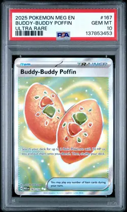 2025 POKEMON MEG EN-MEGA EVOLUTION ULTRA RARE #167 BUDDY-BUDDY POFFIN PSA 10 - Image 1