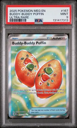 2025 POKEMON MEG EN-MEGA EVOLUTION ULTRA RARE #167 BUDDY-BUDDY POFFIN PSA 9 - Image 1