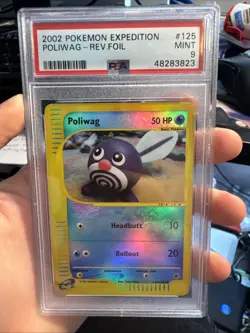 Pokemon PSA 9 MINT Poliwag 125/165 Expedition Reverse Holo 2002 E-Reader S#5619 - Image 1