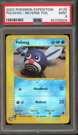 Pokemon Poliwag Expedition Reverse Holo #125 PSA 9 Mint - Image 1