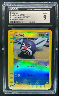 2002 Pokemon Expedition Set Poliwag Reverse Holo #125/165 CGC 9 - Image 1