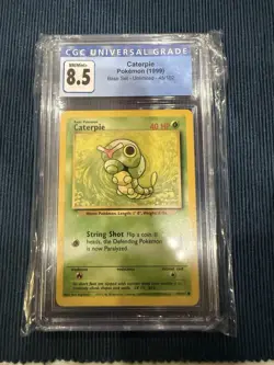 CGC 8.5 Base Set Unlimited (1999) Caterpie 45/102 Pokemon Card - Image 1