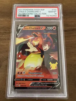 2021 Pokemon SWSH BSP Lance’s Charizard V #133 Celebrations Collection PSA 10 - Image 1
