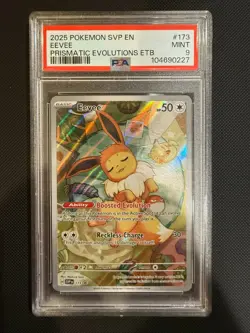 PSA 9 MINT Eevee 173 Pokemon Center ETB Promo Black Star Full Art Rare New 2025 - Image 1