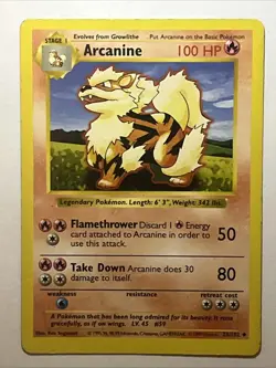Arcanine Base Set (Shadowless) Pokemon 023/102 Uncommon Lightly played - Image 1