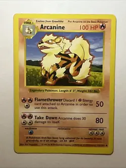 Arcanine Base Set (Shadowless) Pokemon 023/102 Uncommon Lightly played - Image 2