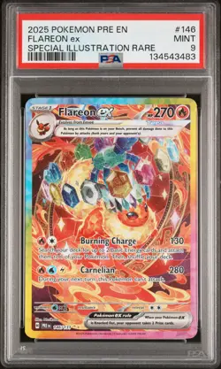 2025 POKEMON PRE EN-SPECIAL ILLUSTRATION RARE #146 FLAREON EX PSA 9 - Image 1