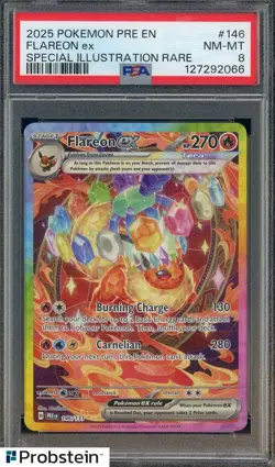 2025 Pokemon PRE EN Special Illustration Rare #146 Flareon ex PSA 8 NM-MT - Image 1