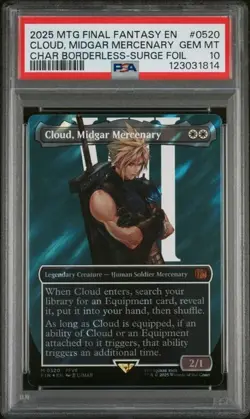 CLOUD, MIDGAR MERCENARY Final Fantasy Borderless Surge Foil Mythic PSA 10 MTG - Image 1