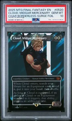 Cloud, Midgar Mercenary (Borderless) (Surge Foil) Final Fantasy PSA 10 FIN 0520 - Image 1