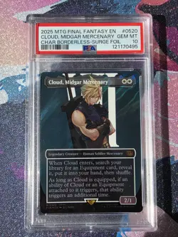 🗡 MTG Final Fantasy Borderless Surge Foil Cloud Midgar Mercenary PSA 10 - Image 1