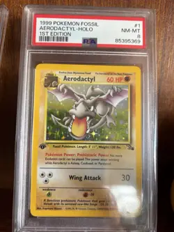 1999 Pokemon Fossil Aerodactyl #1 1st Edition Prerelease Holo PSA 8 - Image 1