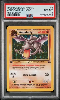 Aerodactyl-Holo 1st Edition PSA 8 1999 Pokemon Fossil #1 - Image 1