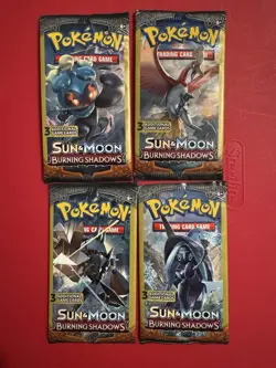 POKEMON Sun & Moon BURNING SHADOWS 3 Card Mini Booster Packs Complete Art Set - Image 1