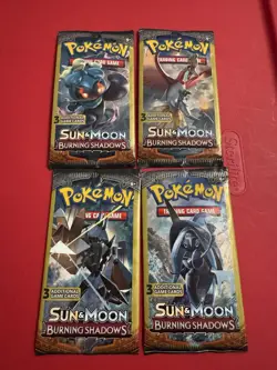 POKEMON Sun & Moon BURNING SHADOWS 3 Card Mini Booster Packs Complete Art Set - Image 2