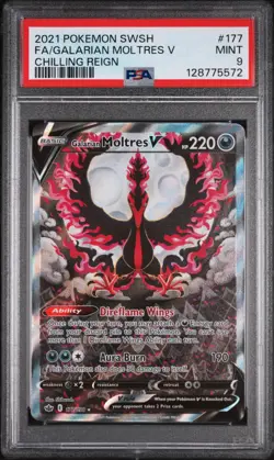 2021 POKEMON SWORD & SHIELD CHILLING REIGN FULL ART/GALARIAN MOLTRES V PSA 9 - Image 1