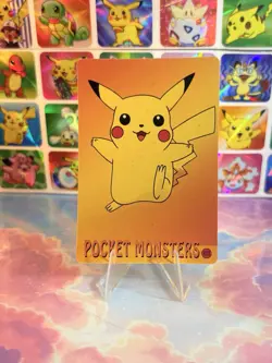 Pokemon HOLO Vintage Pocket Monsters Prism Sticker 1998 Nintendo Surfing Pikachu - Image 3