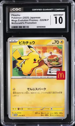 2025 POKEMON JPN MEGA EVOLUTION MCDONALD'S PROMO PIKACHU CGC 10 GEM MINT - Image 1