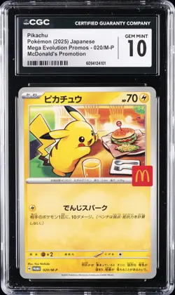 2025 POKEMON JPN MEGA EVOLUTION MCDONALD'S PROMO #020 PIKACHU CGC 10 GEM MINT - Image 1