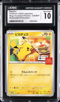 2025 POKEMON JPN MEGA EVOLUTION MCDONALD'S PROMO #020 PIKACHU CGC 10 GEM MINT - Image 1