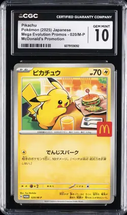 2025 POKEMON JPN MEGA EVOLUTION PROMOS MCDONALD'S PIKACHU CGC 10 GEM MINT - Image 1
