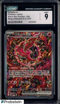 2025 Pokemon Mega Charizard X Ex UPC Black Star Promos #024 Oricorio Ex CGC 9 - Image 1