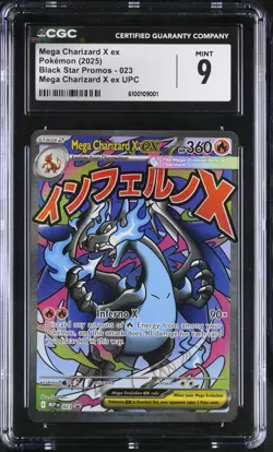 2025 Pokemon Phantasmal Flames Mega Charizard X ex UPC Promo #023 CGC 9 - Image 1
