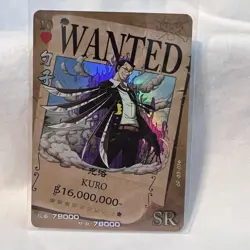 ONE PIECE Anime KURO Trading Card Wanted Bounty Poster SR Holo - Image 1