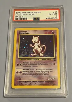 2000 Mewtwo - Holo Rare Pokemon TCG #10/102 Base Set Card PSA EX-MT - Image 1