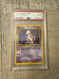 1999 POKEMON ENGLISH BASE SET UNLIMITED #10/102 MEWTWO-HOLO PSA 6 EX-MT NEW SLAB - Image 1