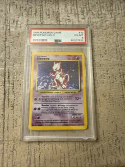1999 POKEMON ENGLISH BASE SET UNLIMITED #10/102 MEWTWO-HOLO PSA 6 EX-MT NEW SLAB - Image 2
