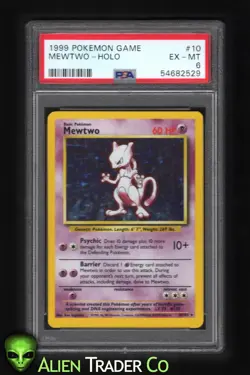 1999 Pokemon Mewtwo Base Set Unlimited English Holo 10/102 PSA 6 EX-MT - Image 1