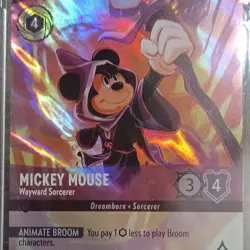 DISNEY Lorcana MICKEY MOUSE Sorcerer Enchanted 208/204 TCG Character Card - Image 1